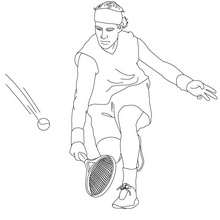 Desenho de um jogador de tênis fazendo uma deixadinha para colorir