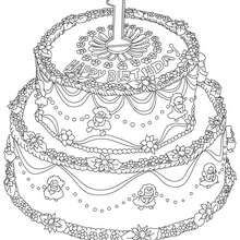 Desenho de um bolo de aniversário de 1 ano para colorir