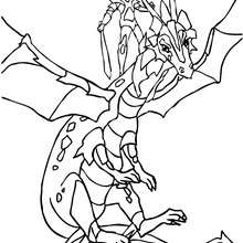 Desenho para colorir de um Dragão e um cavaleiro