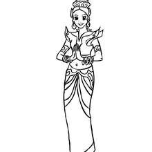 Desenho de uma Princesa Tailandesa para colorir online