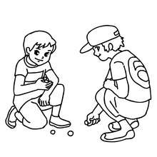 Desenho de meninos jogando bolinha de gude para colorir