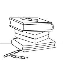 Desenho de uma pilha de livros para colorir