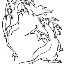 Desenho de uma luta de Dragões  para colorir