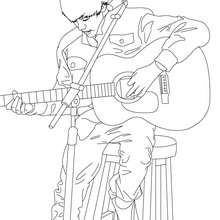 Desenho do Justin Bieber tocando guitarra para colorir