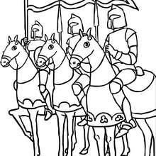 Desenhos para colorir de desenho de cavaleiros em seus cavalos para colorir  