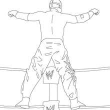 Desenho de um lutador subindo no ringue para colorir