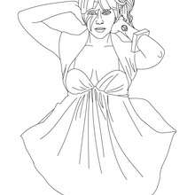 Desenho para colorir da Lady Gaga de vestido