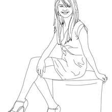 Desenho da Selena Gomez sentada para colorir