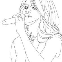 Desenho da Selena Gomez cantando para colorir online