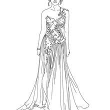 Desenho da Taylor Swift com um vestido de luxo para colorir