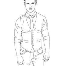 Desenho do Taylor Lautner bem vestido para colorir