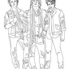 Desenho dos Jonas Brothers posando para colorir