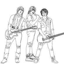 camp rock, Desenho dos Jonas Brothers com suas guitarras para colorir