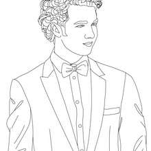 Desenho do Kevin Jonas com uma gravata-borboleta para colorir