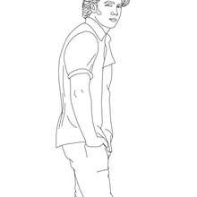 Desenho para colorir do Kevin Jonas com as mãos nos bolsos