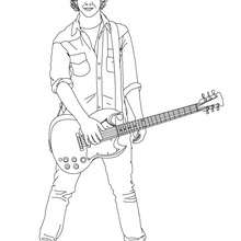 Desenho do Nick Jonas com sua guitarra para colorir