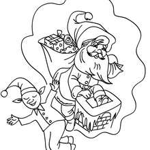 Desenho de um Duende do Natal sonhando para colorir