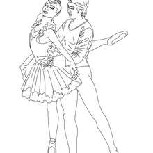 Desenho para colorir de um casal de dançarinos de balé clássico