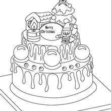 Desenhos para colorir de desenho de um delicioso bolo de natal para colorir  