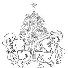 Desenhos para colorir Kawaii, árvore interior de Natal do KDP