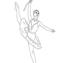 Desenho de uma bailarina fazendo um degagé para colorir online
