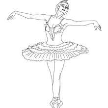 Desenho de uma bailarina fazendo uma apresentação para colorir