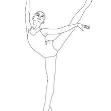 Desenho de uma bailarina fazendo um arabesque para colorir