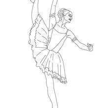 Desenho de uma bailarina fazendo um lindo degagé para colorir