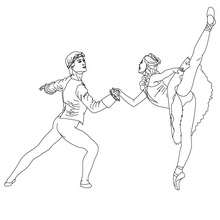 Desenho de dançarinos de balé dançando para colorir