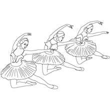 Desenho de bailarinas saltando para colorir