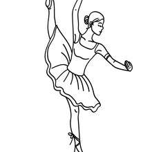 Desenho de uma bailarina fazendo um degagé para colorir