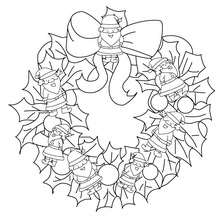 Desenhos para colorir de desenho de uma guirlanda de natal com o papai noel  para colorir 