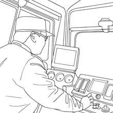 locomotiva, Desenho para colorir online de um condutor de trem conduzindo um trem elétrico