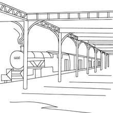 Desenho do hall de uma estação de trem para colorir