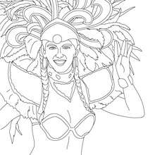 Desenho de uma mulher no desfile de samba para colorir