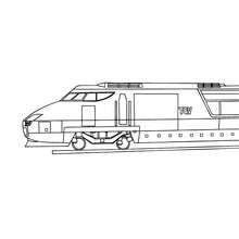 Desenho de um trem de alta velocidade de lado para colorir