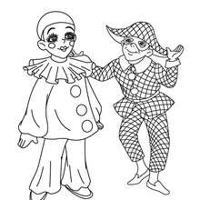 Desenho do PIERROT e do HARLEQUIM para colorir