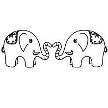 Desenho de elefantes apaixonados para colorir