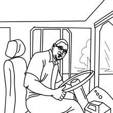 Desenho para colorir de um motorista de ônibus