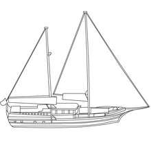 barco, Desenho para colorir de um veleiro com dois mastros