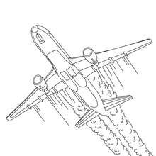 Desenho para colorir de um  Avião decolando