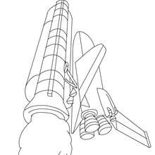 Desenho de um Ônibus espacial e um foguete para colorir