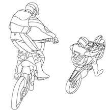 Desenho de praticantes de motocross para colorir