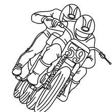 motocicleta, Desenho de dois praticantes de motocross para colorir