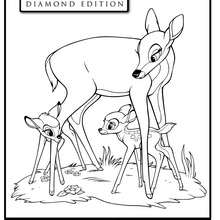 Desenho do Bambi com sua mamãe para colorir