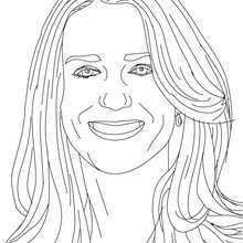 Desenho da Kate Middleton sorrindo para colorir