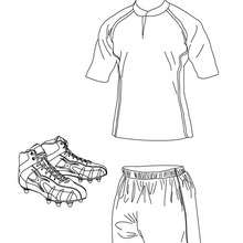 Desenho da camisa de Rugby, shorts e chuteiras para colorir