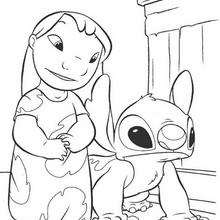 Lilo com seu amigo azul: Stitch