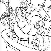 Long John Silver e Jim a bordo do Hispaniola, para colorir