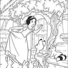 Desenho para colorir com a branca de neve e os sete anões